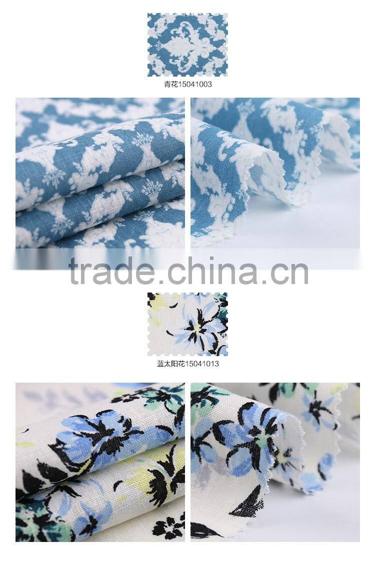 Shaoxing linen viscose fabric rayon printed fabric for woman dress