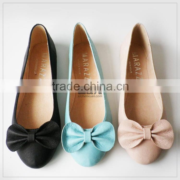 CX068 2017 trendy lady flat ballerina shoe with floral accents