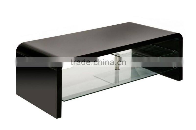 TV-3006 High Gloss Top TV Stand with Clear Glass Shelves
