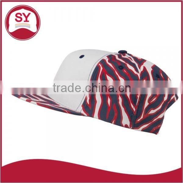 Short brim snapback hat with an adjustable plastic snapback strap closure