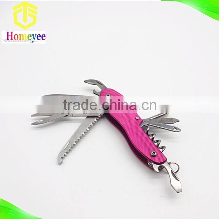 14 in 1outdoor multi folding purpose knife with aluminum handle in peanuthull shape