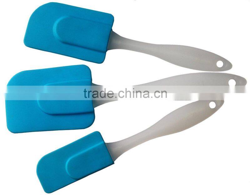 Silicone Spatula Set Blue - 3 pieces colourful kit with small & mini size and short & narrow handle