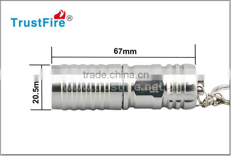 TrustFire Mini-02 Silver stainless Steel flashlight torch 3 modes mini cree led flashlight with keychain