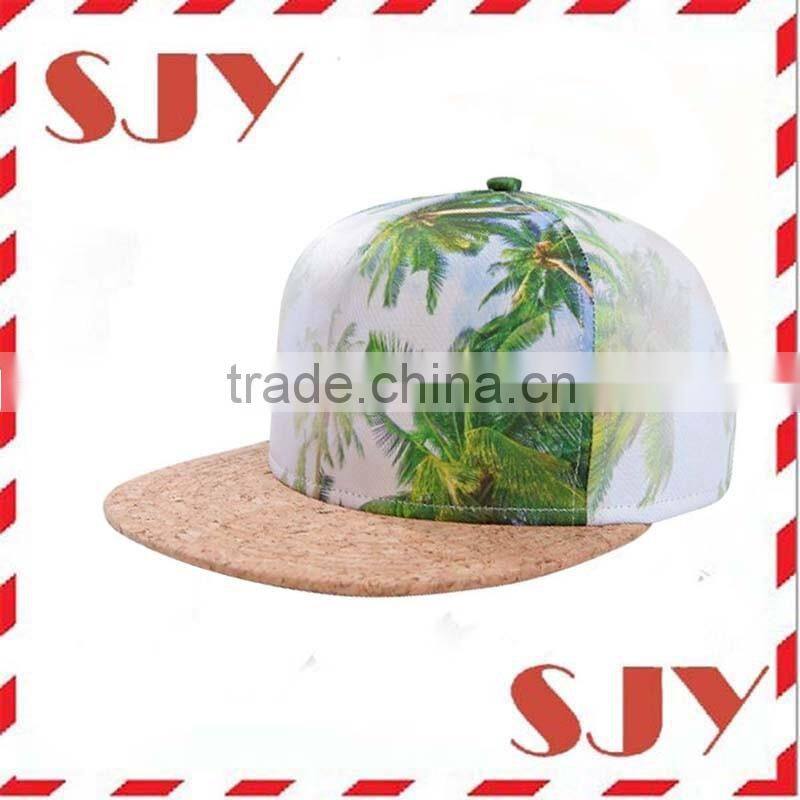 Hawaii floral print flat bill hip-hop baseball cap