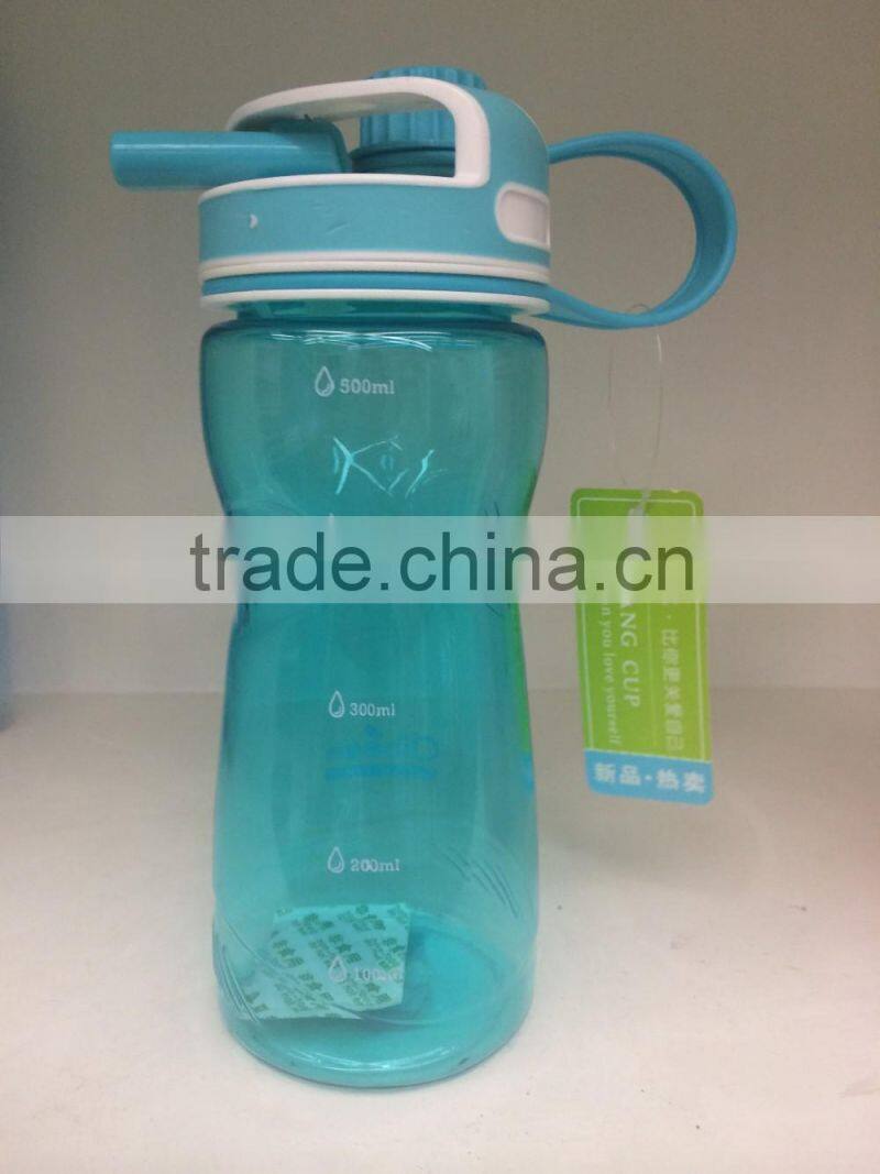 500ml plastic drinking water Bottle with straw