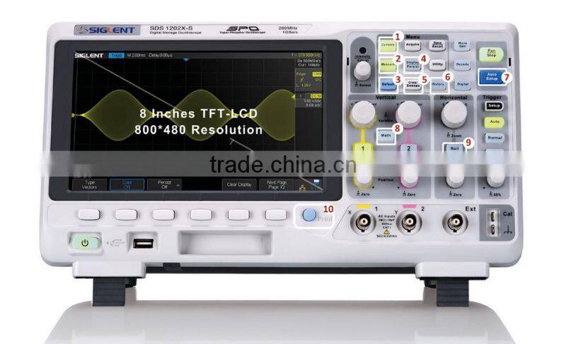SDS1202X,60000 wfms/s Waveform Capture Rate 200MHz Digital Oscilloscope