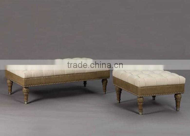 french country script linen chair ottoman, linen upholstered ottoman, script linen chair ottoman