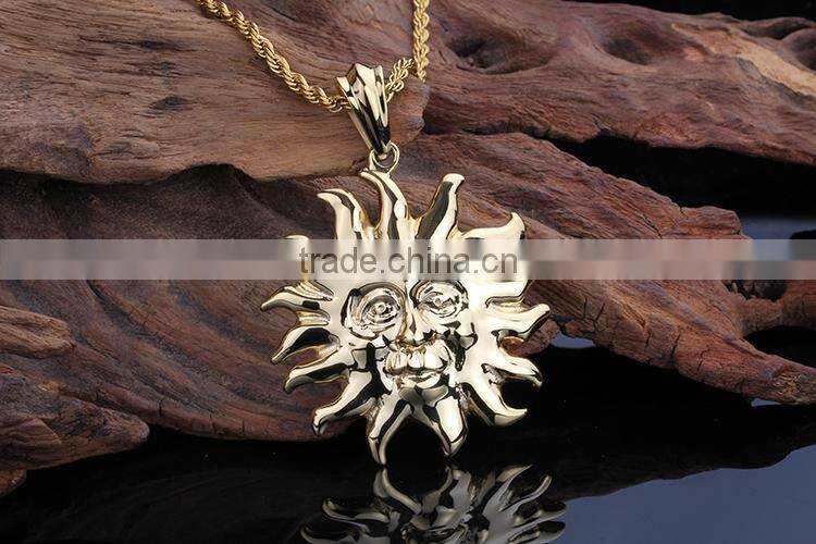 Simple casting design fashion unique gold sun pendant