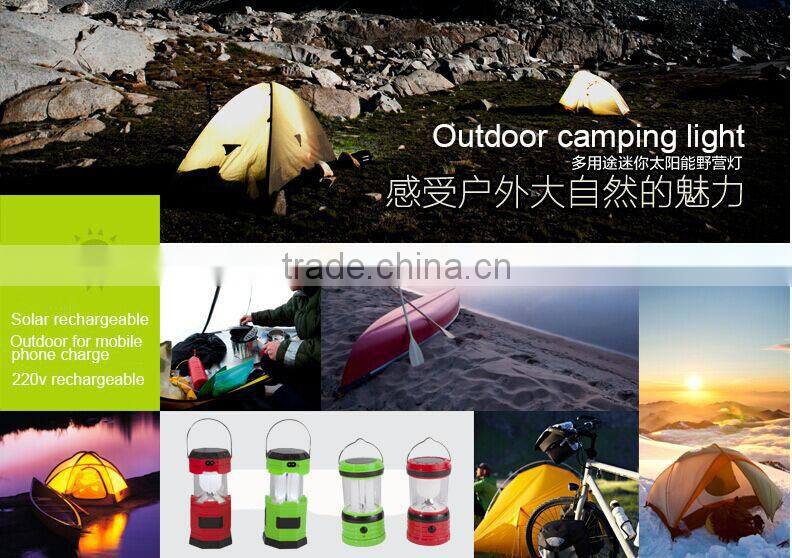 220V rechargeable camping light with stretch switch solar camping lantern& mobile phone charger led lantern camping lamp