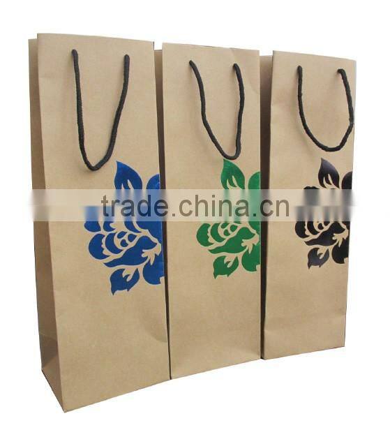 brown kraft wine gift bag with logo