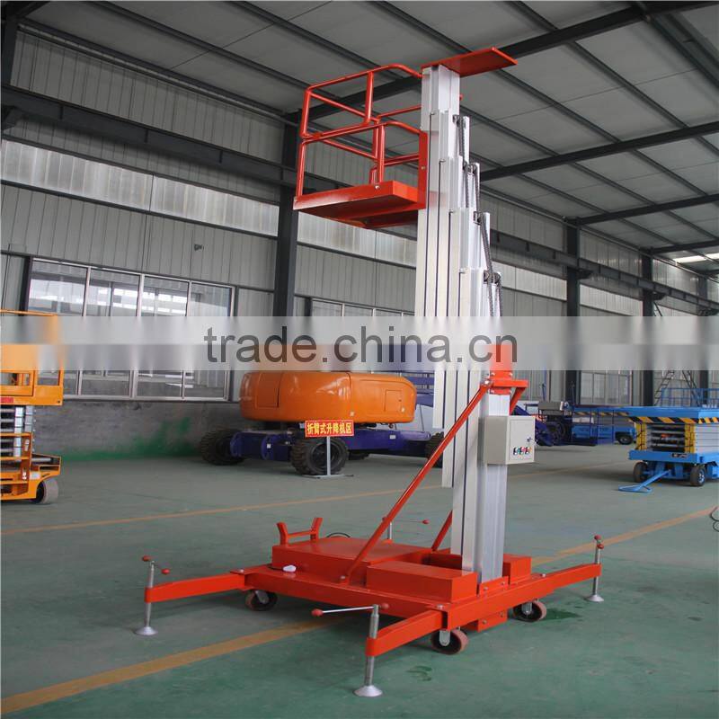 Hydraulic single mast vertical work platform
