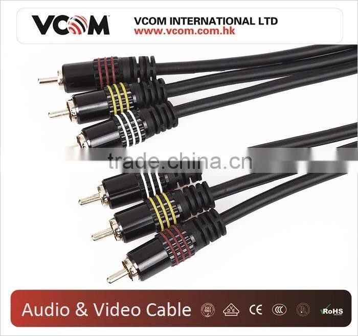 2015 Top Selling RCA Cable 1.8m 3RCA Jacks to 3RCA Jacks