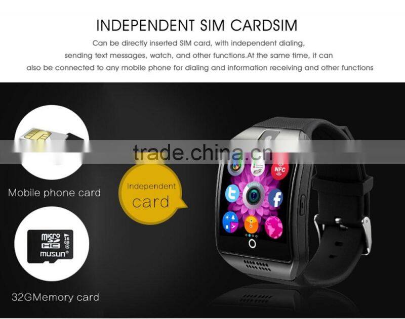 2016 Smart Watch Q18 Bluetooth Wearable Curved Screen Touch High Quality Support For Android and IOS Phone Wristwatch