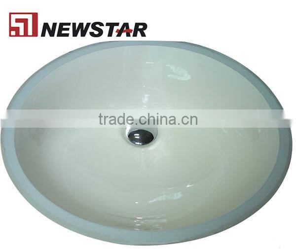 rectangle bathroom undermount ceramic sink with overflow hole