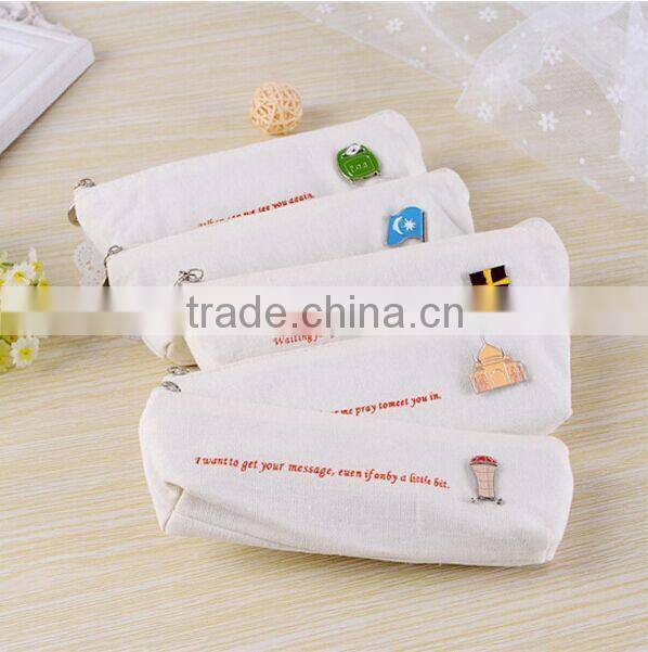 wholesale clear customized pattern unbranded white canvas cheap promotional pencil case