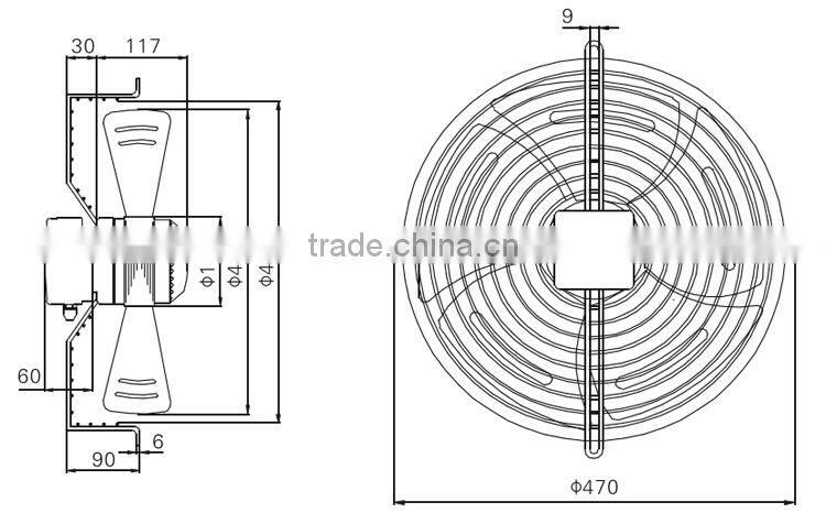 400mm axial fan motor with external rotor