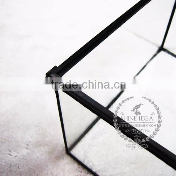 17*10.3*10.7cm geometric rectangle opening box air plant planter glass terrarium flower arrangement indoor gradening 0100038