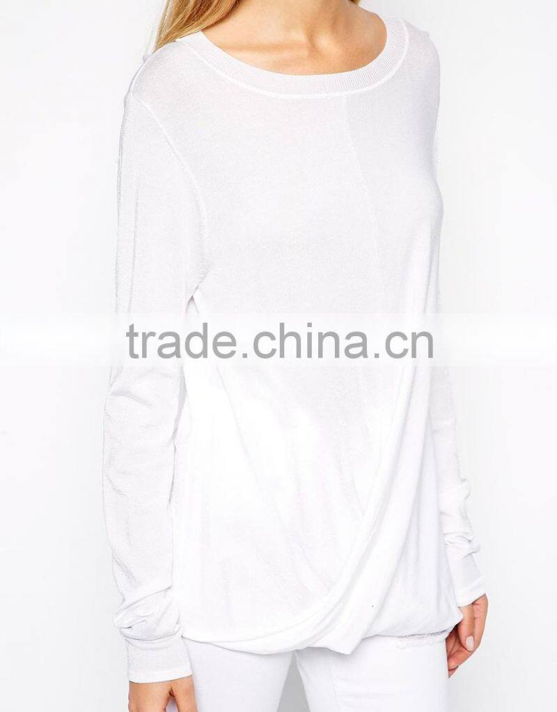 OEM Service New Fashion Lady Clothes Blank Shirt Long Sleeves Women Sweater Latest Casual Shirt Design