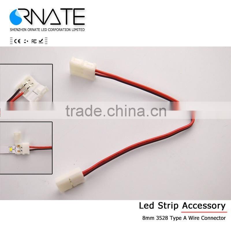 8mm 2 pin led Connector Adapter Coupler Cable Solderless plug with wire cable for 3528 2835 Single Color led strip light