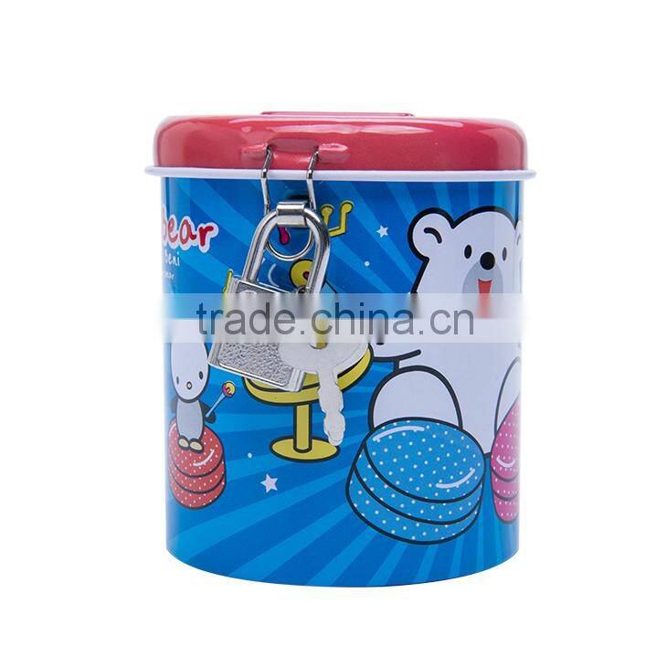 tin round money box