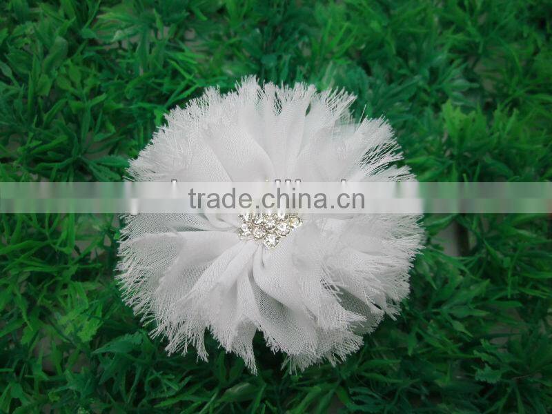 2.5"Chiffon Shabby Flowers with Stone Vintage Chiffon Shabby Flowers for Baby Hair Accessories Kids Accessories IN STOCK