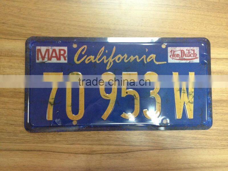 Custom embossed metal license plate sign