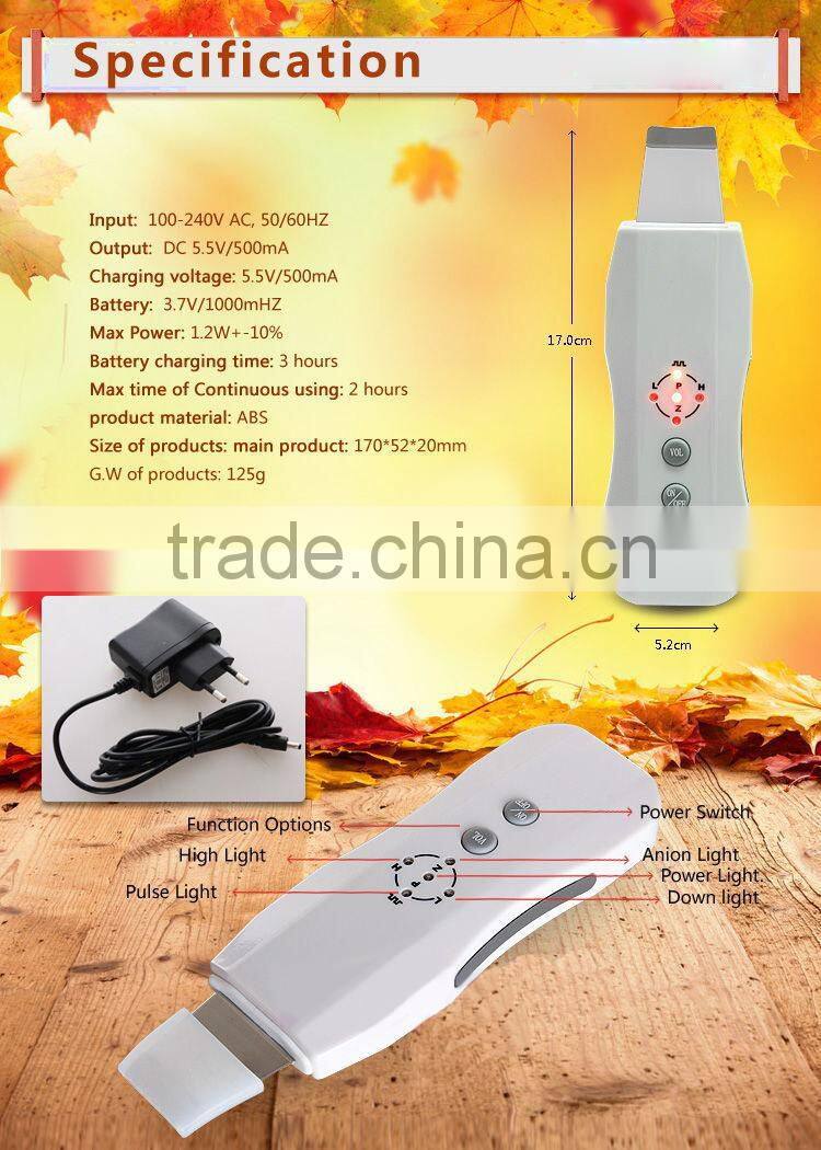 portable Rechargeable ultrasonic skin scrubber, skin scrubber ultrasonic peeling