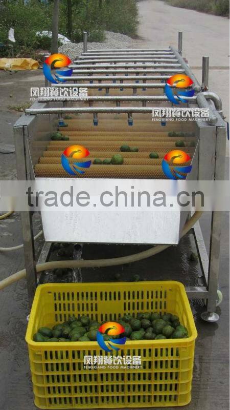 Spray Type Fruit/Melons/Vegetable Washing Machine with roller brushes