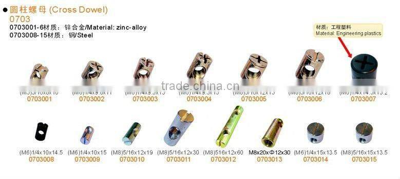 M6x8.85x16.5 zinc-alloy spreading dowels,nuts