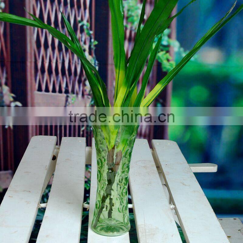 glass Vase slender clear glass Flowerpot lucency and green