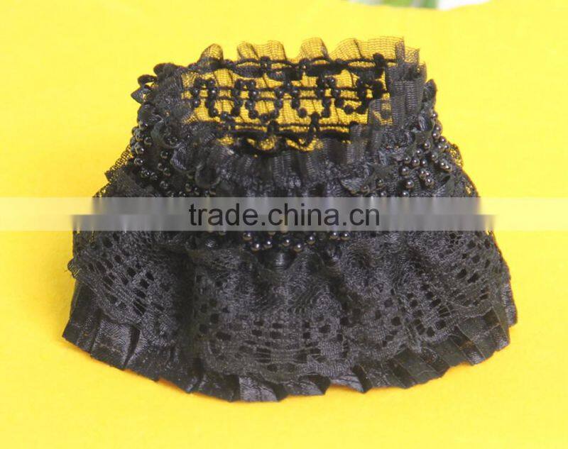 Fancy Dog Lace Pearls Collar Orange