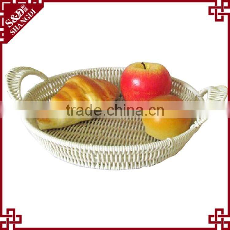 Eco-friendly 3-pc food or sundries receiving plastic weave white wicker basket