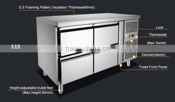 4 Drawer Stainless Steel Commercial Kitchen Chest Freezer/Deep Chest Freezer/Countertop Chest Freezer