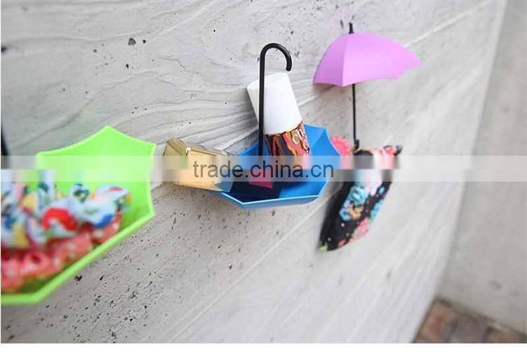 Lovely Umbrella Shape Sticky Hooks/3pcs in one set