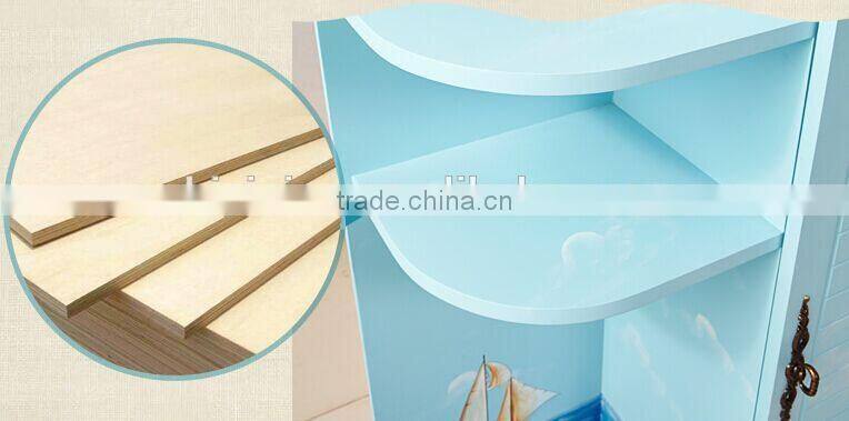 Mediterranean Style Wine Cabinet, Sailing Boat Handpainting Wine Cupboard, Solid Wood Single Door Show Cabinet (BF01-X1148)