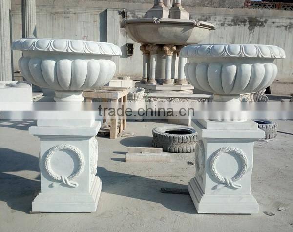 Handmade Black Marble Stone Garden Flowerpot