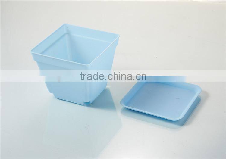 Plastic Colorful Small Square Flower Pots with Pallet Tray Saucer for Decoration of Home Office Desk Garden Flower Sh