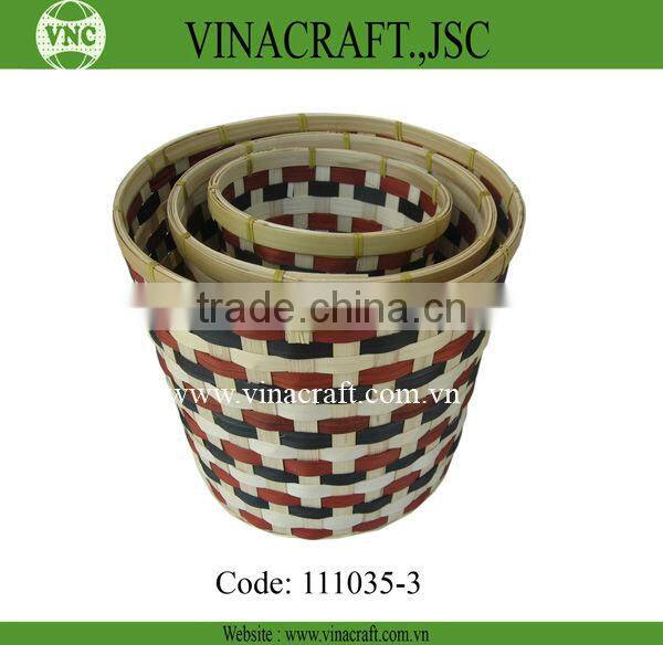 Natural 2 tie bamboo weave basket