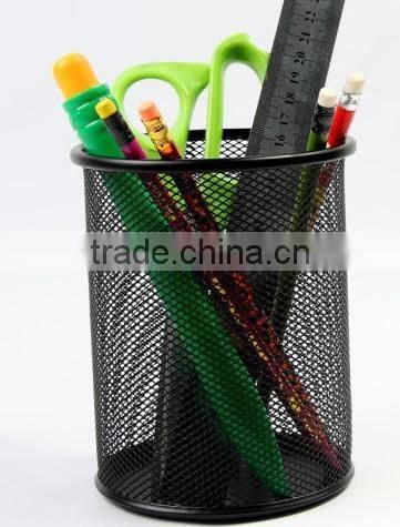 High Quality Cheap Fancy Round Metal Mesh Pen Holder