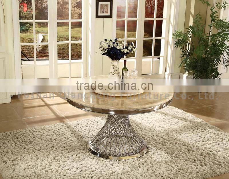 antique round banquet rotating dining table marble top
