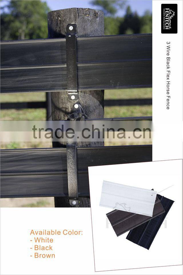 Fentech White Galvanized Wire Inside High Strength Flexible Rail Fence With 5" PVC Fence Post and Flat Caps