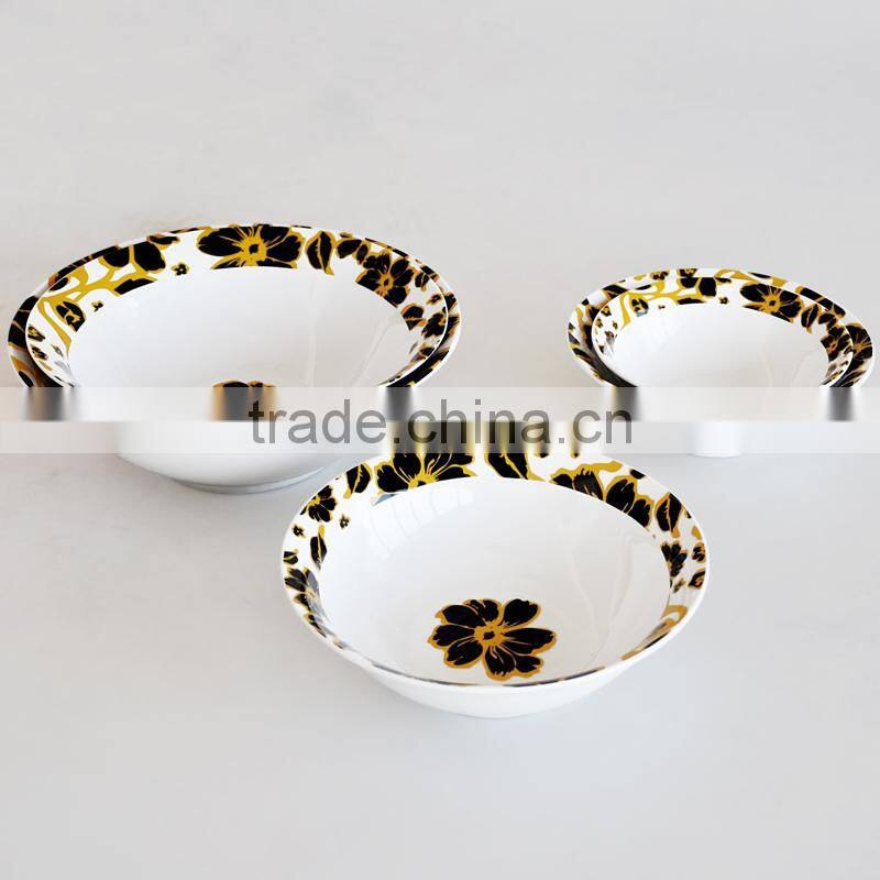 Cermaic Bowl Set, Salad Bowl with Decal Printing, 10/9/8/7/6 inch Ceramic Bowl