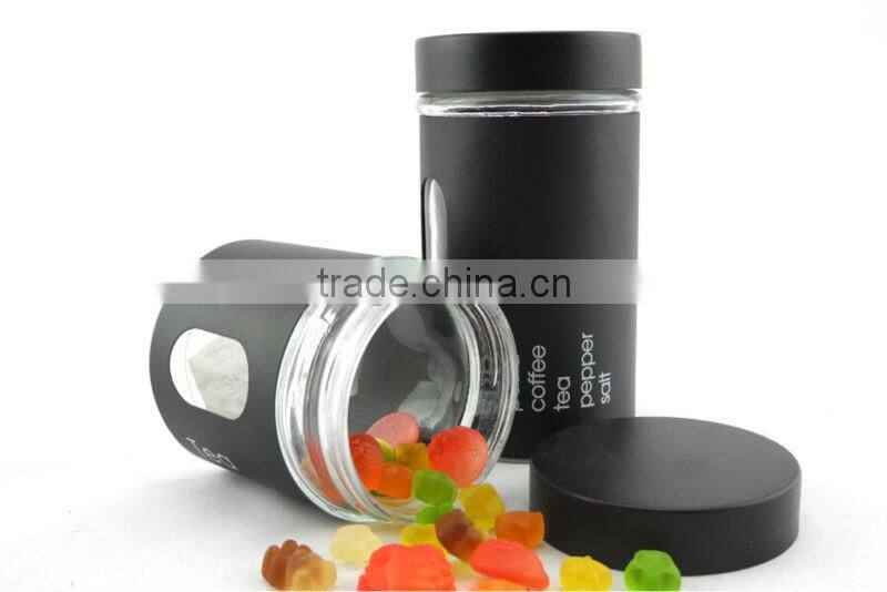 black glass jars for food with stianless steel lid