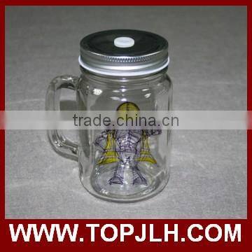 China professional logo printed sublimation Glass cup Mason Jars