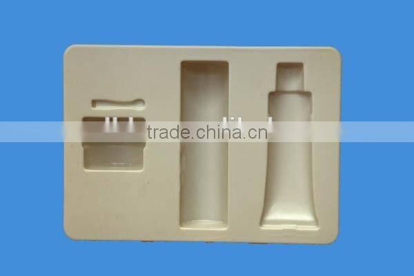 hot sale biodegradable plastic flocking cosmetic packaging blister tray