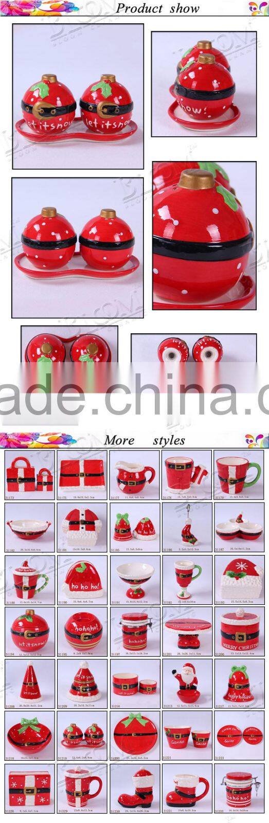 ceramic christmas desgin salt and pepper shaker set