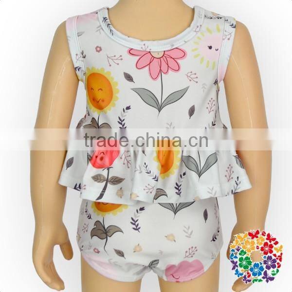 Baby Girl Images Swimming 2 Pcs Swimsuit Sunflower Custom Kids Bikini Swimwear