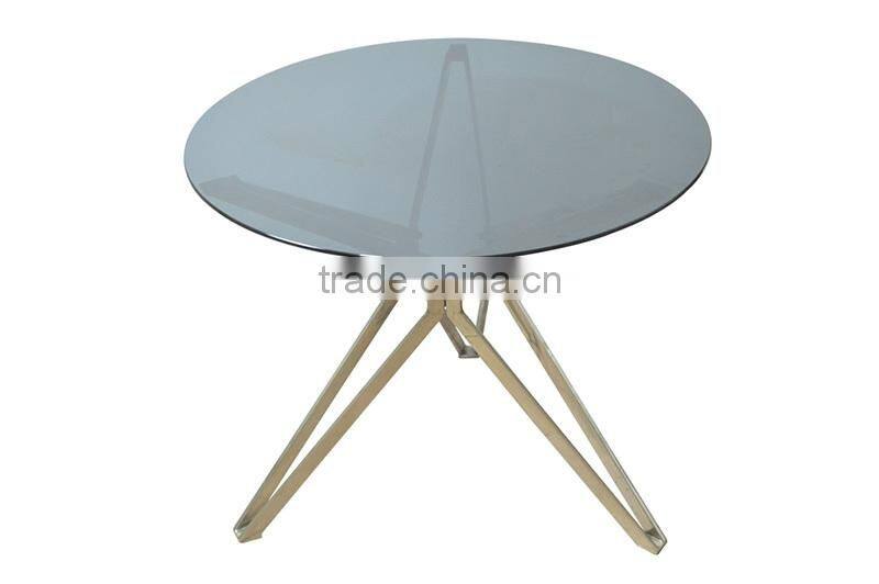 KD package Stainless steel metal base glass top coffee table