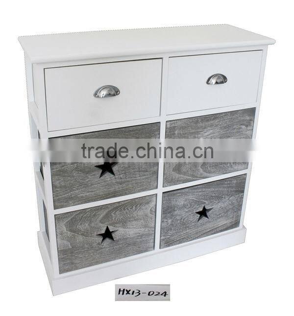 White three drawer with mental handle two drawer with star handle one door cabinet