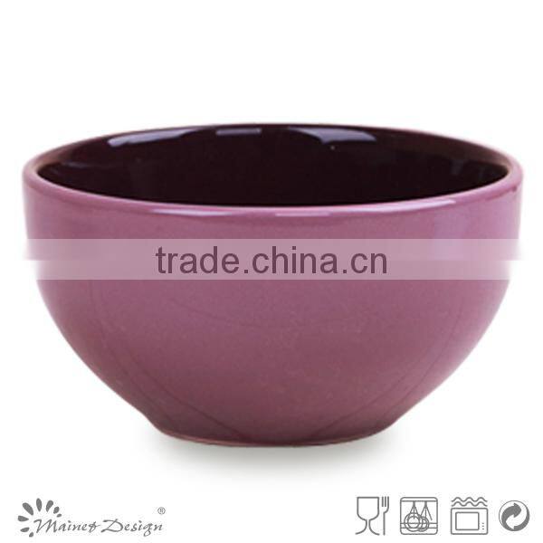 matt color round shape ceramic two tone soup bowl